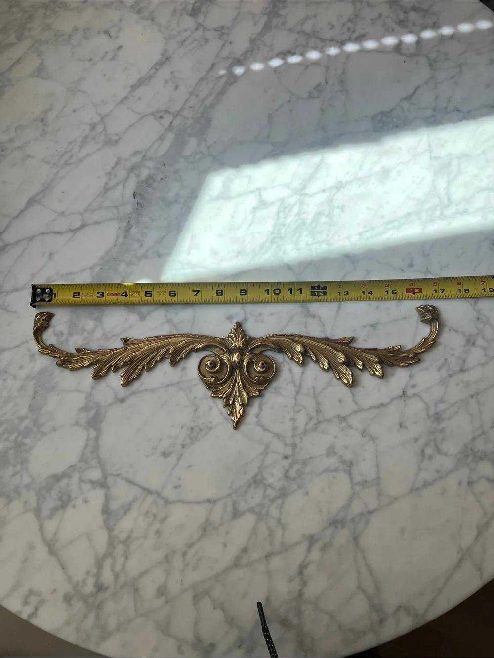 Solid Brass Ornate Gold Leaf Wall Accent - Decorative Applique